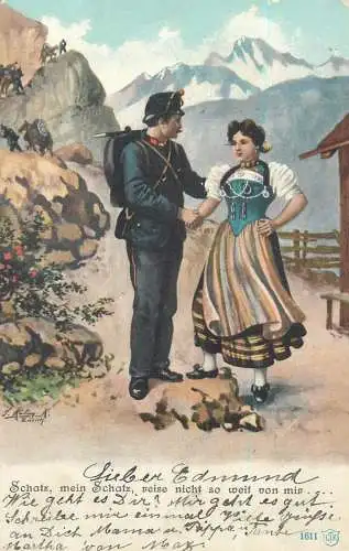 Swiss alpine military lover folk type  Schatz, mein Schatz, reise nicht so weit von mir ...