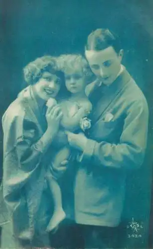 charming, elegant couple and daughter family group photo Post card
