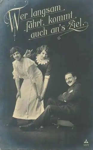 elegant gentleman and ladies in folk traditional costumes Post card