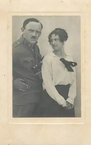soldier and his angry wife couple quarrel Postcard