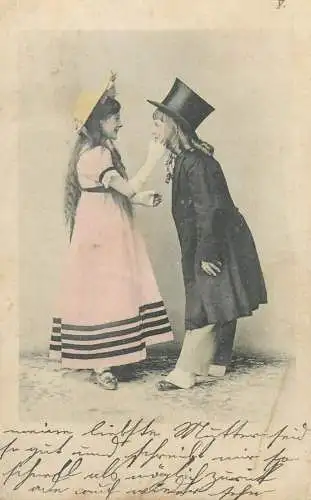 charming elegant theatre girls historical costumes Postcard