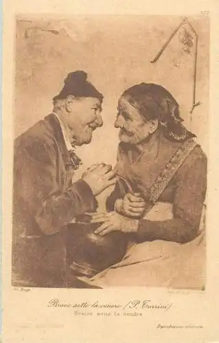 Postcard lovely old couple pair