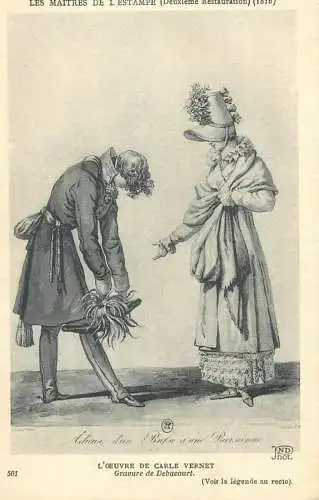 Postcard L'Oeuvre de Carle Vernet Gravure de Debucourt