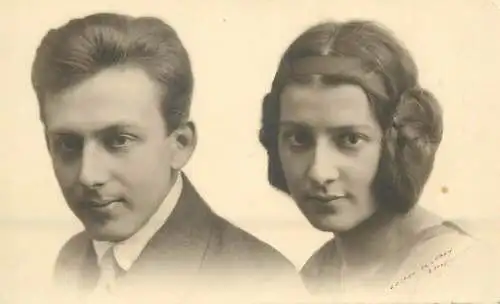 Post card charming, elegant lovers couple