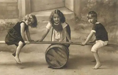 Postcard childhood games children ethnic types folk typical costumes