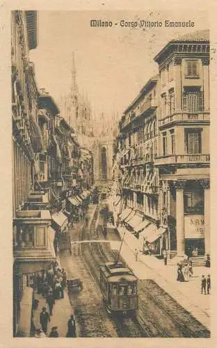 Milano corso Vittorio Emanuele tramway tram 1920