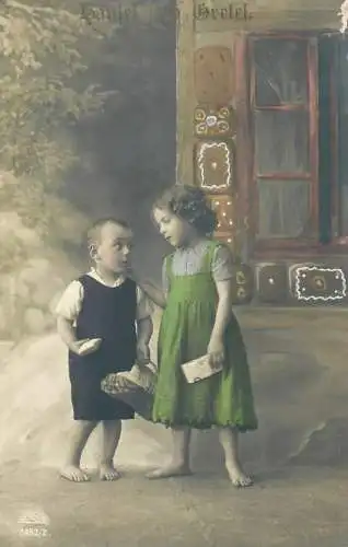 Postcard boy and girl brothers