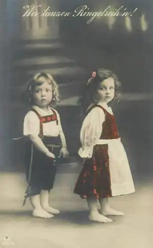 Post card children ethnic types folk dances and traditional costumes
