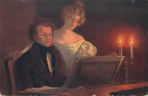 Franz Schubert am Klavier 1923 Postkarte