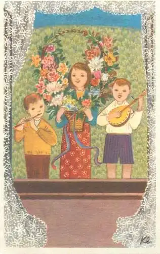 musical children greetings card 6 x 10 cm