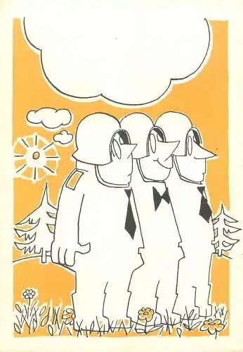 Swiss military caricature postcard