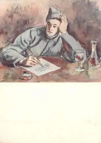 Soldatenfeierabend by A. Funk swiss military 1939 artist postcard
