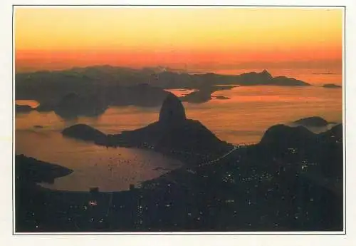 Postcard Brazil Rio de Janeiro Guanabara Bay nocturnal aspect general view