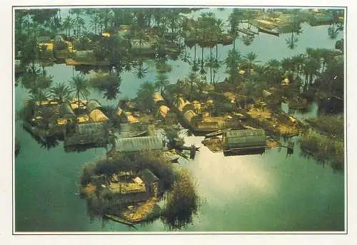 Postcard Irak Die Maadan swamp residents aerial view