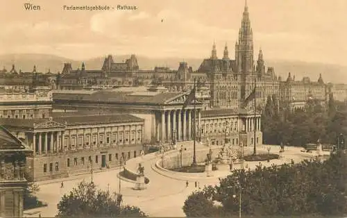 Post card Austria Wien Parlamensgebaude u. Rathaus