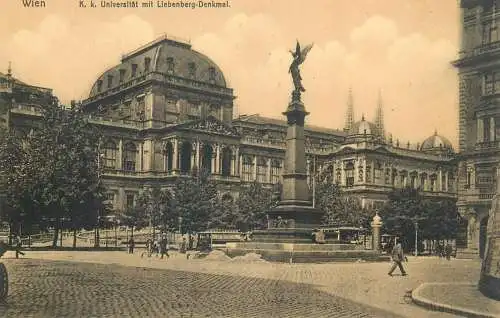 Post card Austria Wien K. k. Universitat mit Liebenberg-Denkmal