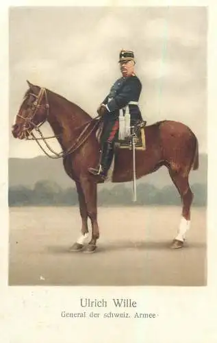 Switzerland military characters swiss army general Ulrich Wille cavalry horse & uniform 1915