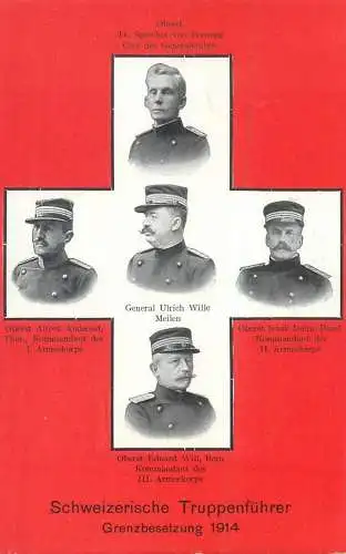 Switzerland military characters swiss army general commandants Iselin Bernegg Audeoud Edward Will Ulrich Wille 1914