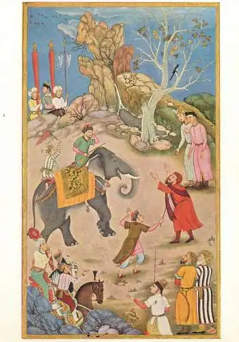 Post card India the Prince and the Fakir Mughal School illustration