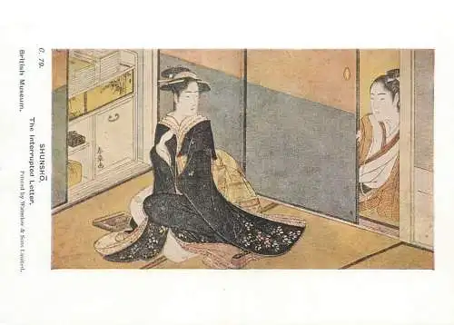 Postcard Japanese types and scenes the Interrupted letter Shunsho illustration
