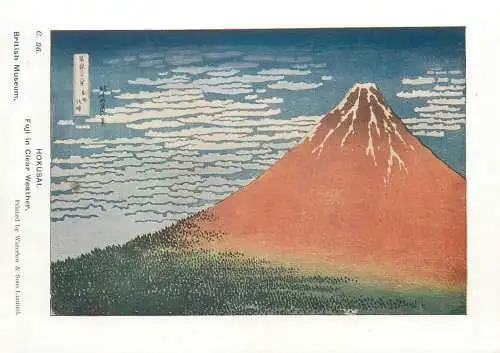 Postcard Mount Fuji in clear weather Hokusai illustration