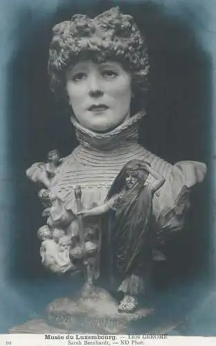 Fine arts Postcard Sarah Bernhardt Leon Gerome sculpture