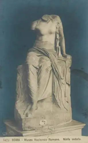 Fine arts Postcard seated nymph sculpture