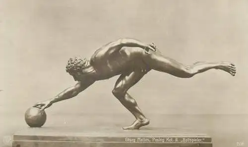 Fine arts Postcard Ballspieler Pasing Kol II Georg Mattes sculpture