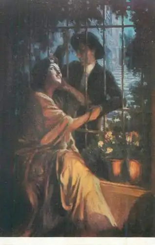 Postcard Ecstasy J. Sala painting lovers couple romantic atmosphere