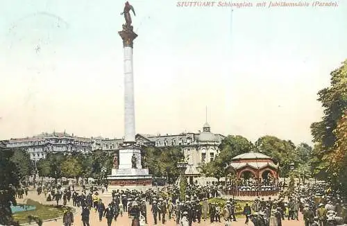Stuttgart Schlossplatz mit Jubilaumsaule parade
