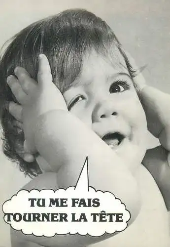 Tu me fais tourner la tete Postcard funny children types picture