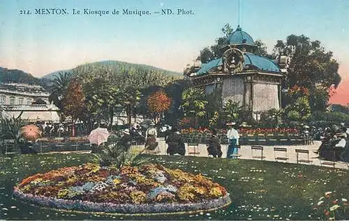 cpa Menton kiosque de musique