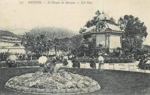 cpa Menton kiosque de musique
