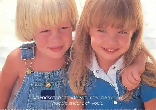 Postcard children types boy an girl friendship