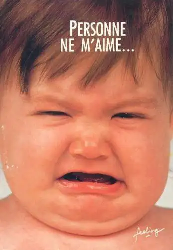 Postcard children types crying baby photo
