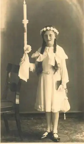 Girl communion photo postcard fotohaus Dom, M. Lang Augsburg