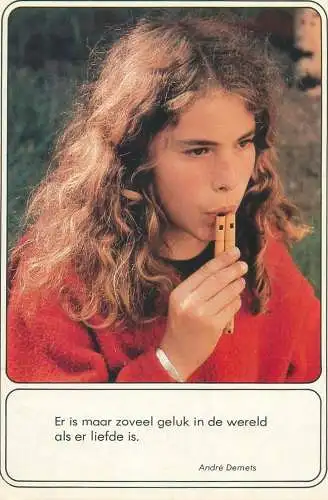 Postcard young girl flute playing Andre Demets photo