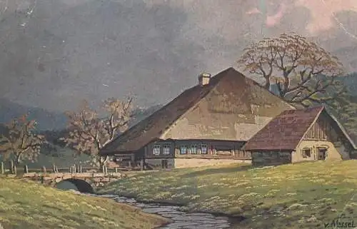 Nassel signed house scenery Postkarte 1918