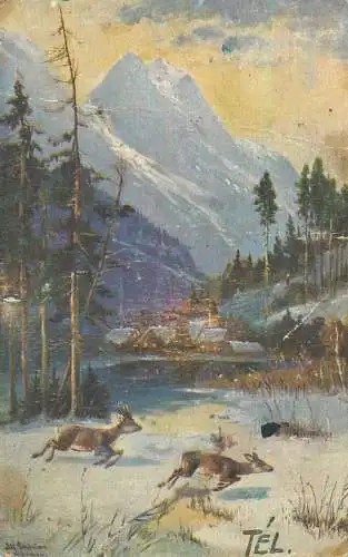 AK Kunstler Schonian wild life scenery