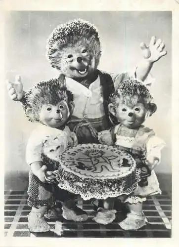Hedgehogs birthday greetings photo 9 x 12 cm