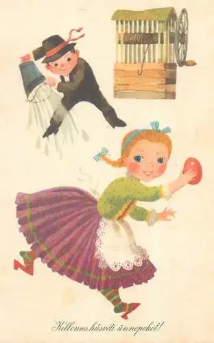 Hungary Eastern folk & traditions caricature greetings postcard