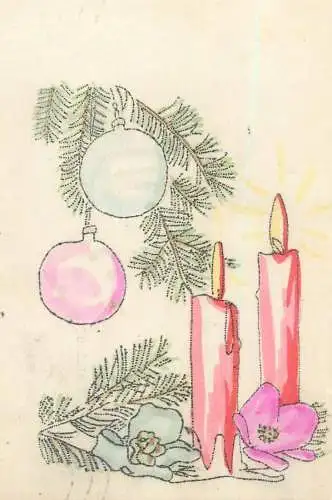 Romania Newa Year greetings postcard drawn candles 1956