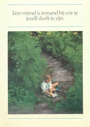 Postcard beautiful young girl playing outside with rabbit