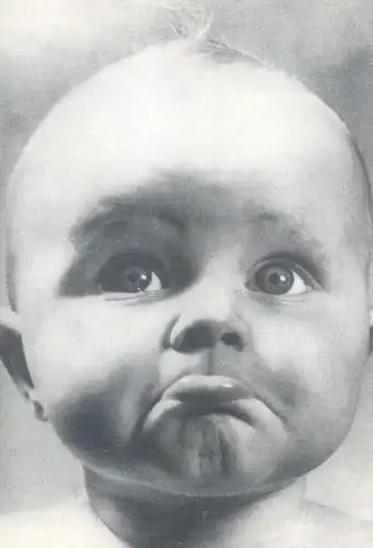 Post card little baby confused funny face