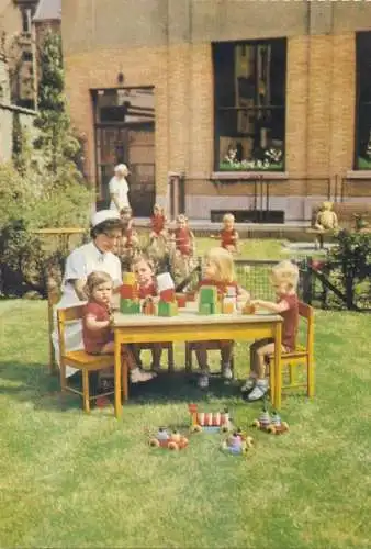 Post card children types playing outside