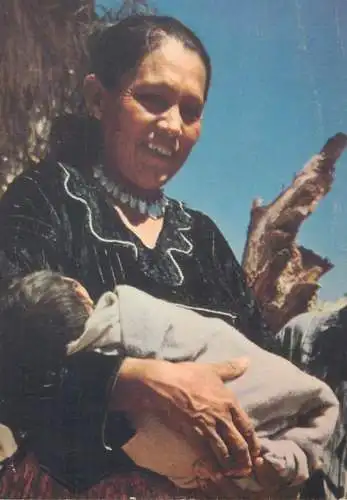 Postcard USA AZ ethnic types Native American woman with little baby