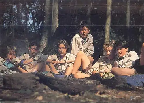 Postcard teenagers boys group photo in nature