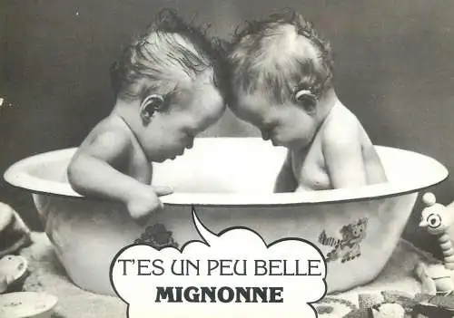 Postcard funny babies T'es un peu belle mignone