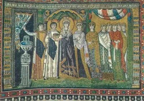 Paintings postcard Ravena S. Vitalis Empress Theodora with her court