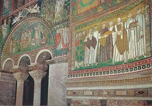 Paintings postcard Ravena Basilica di S Vitale The emperor Justinian and his court sacrifice of Abraham